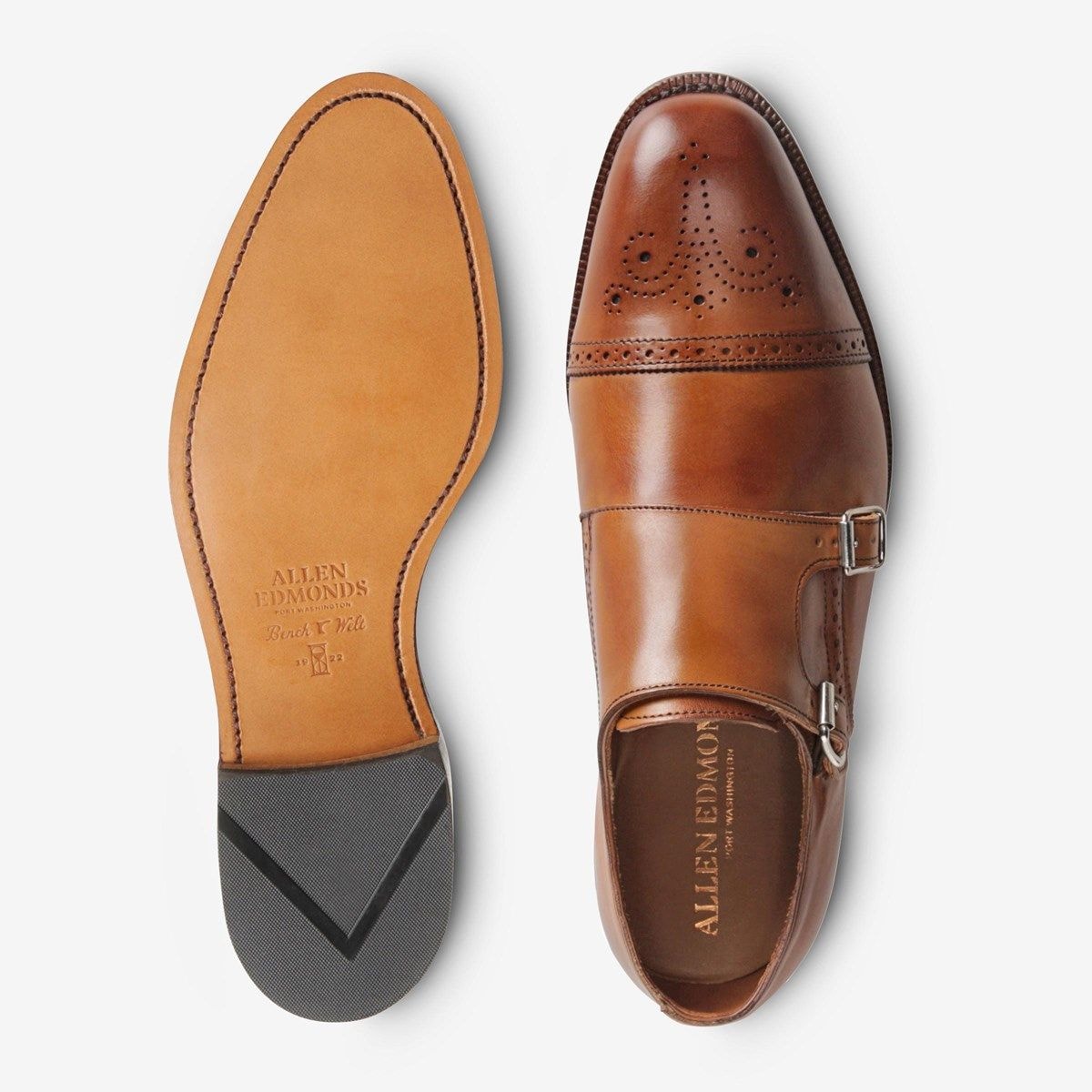 St. John's Double Monk Strap Dress Shoe - Walnut Brown Leather