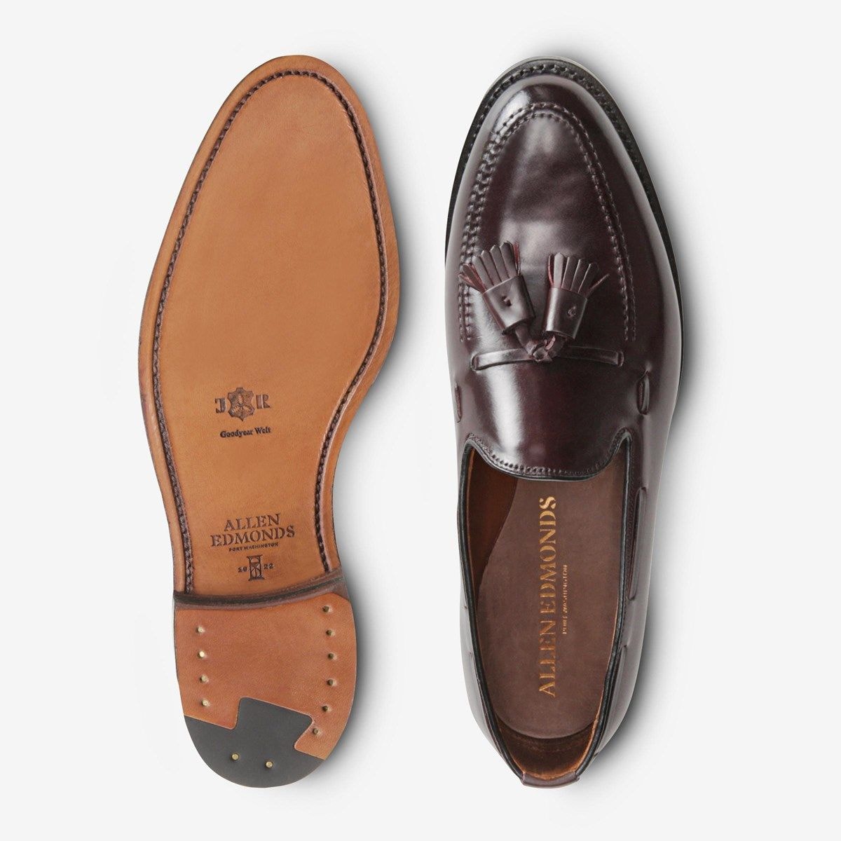 Grayson Shell Cordovan Tassel Loafer - Burgundy Cordovan Leather