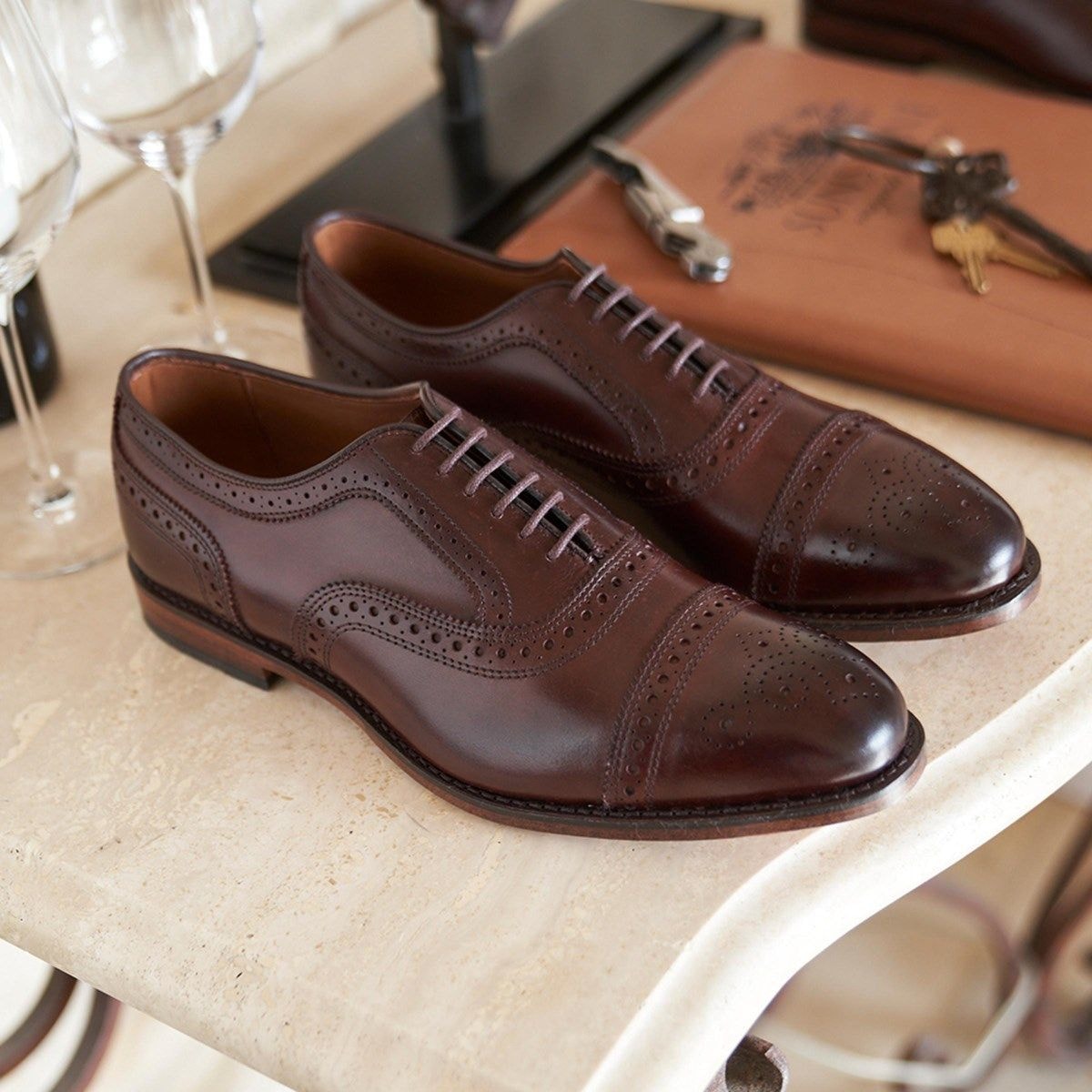 Strand Cap-toe Oxford Dress Shoe - Mahogany Leather