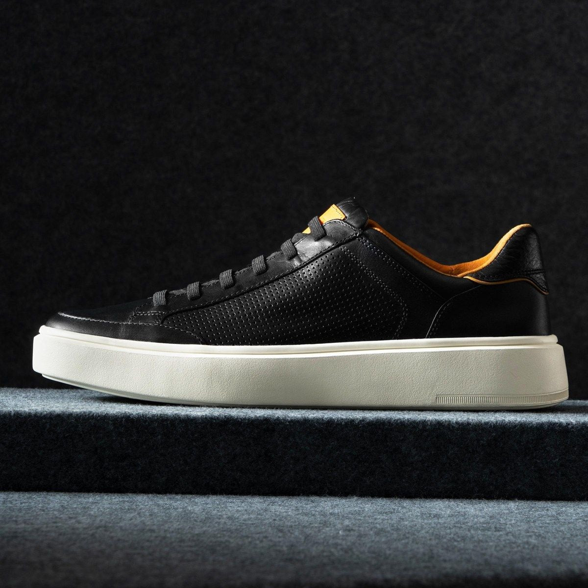 Oliver Slip-on Stretch-lace Sneaker - Black Leather
