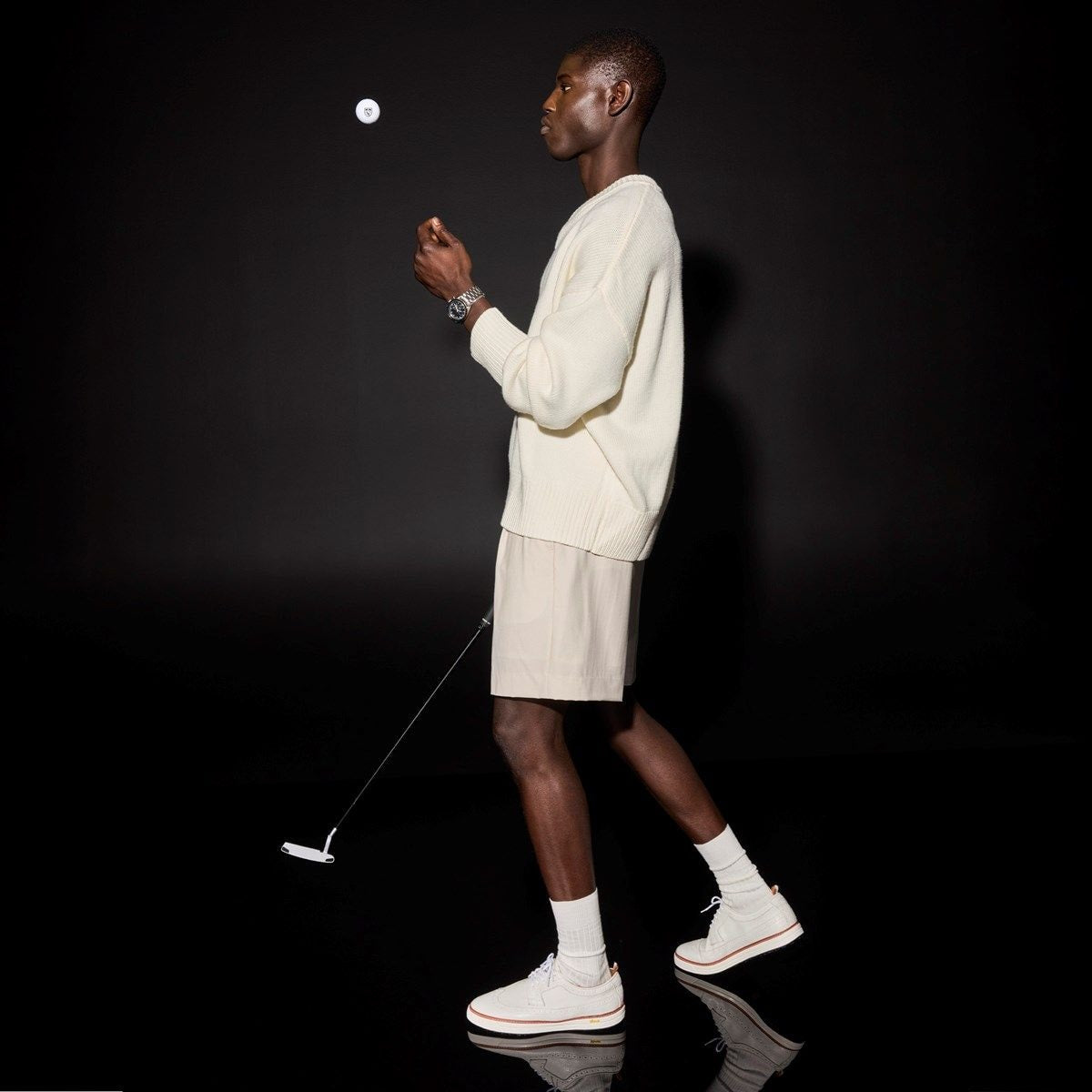 Dunes Wingtip Golf Shoe - White Leather
