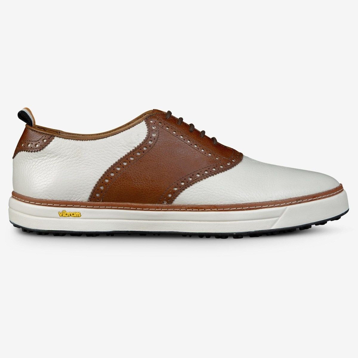 Straits Saddle Golf Shoe - White And Brown Leather