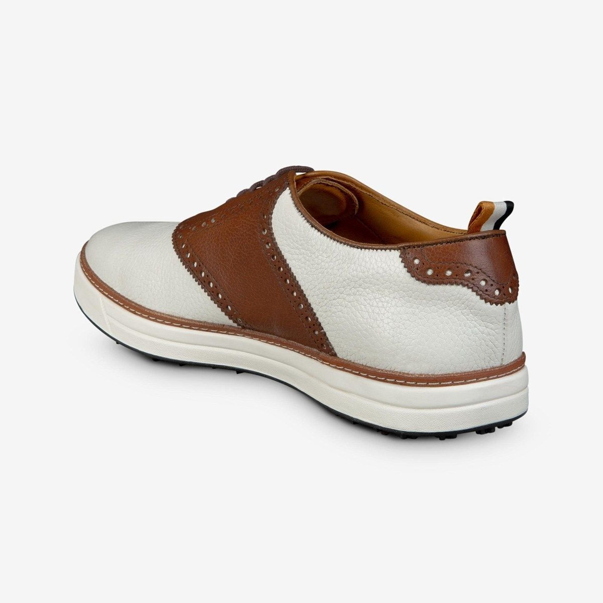 Straits Saddle Golf Shoe - White And Brown Leather