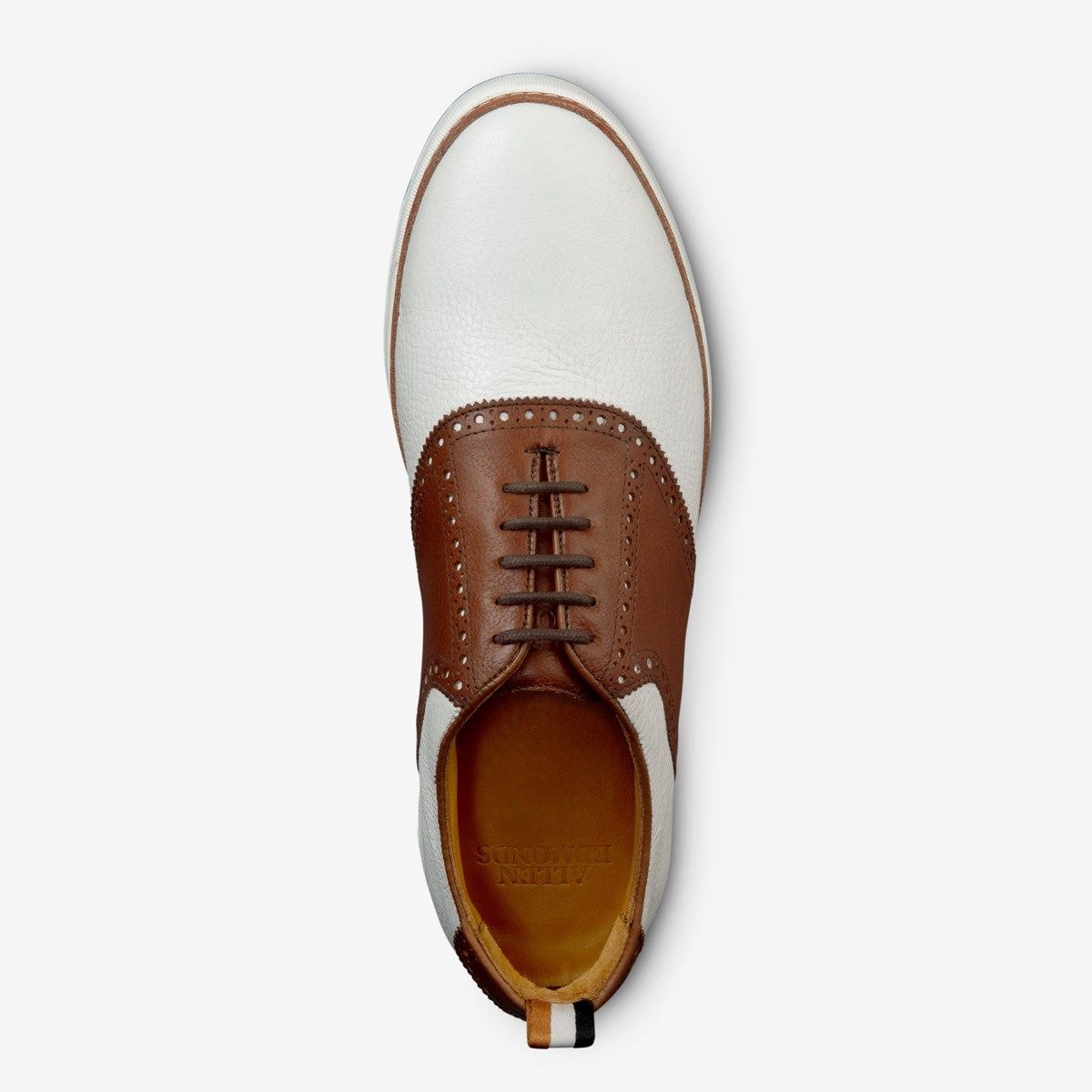 Straits Saddle Golf Shoe - White And Brown Leather