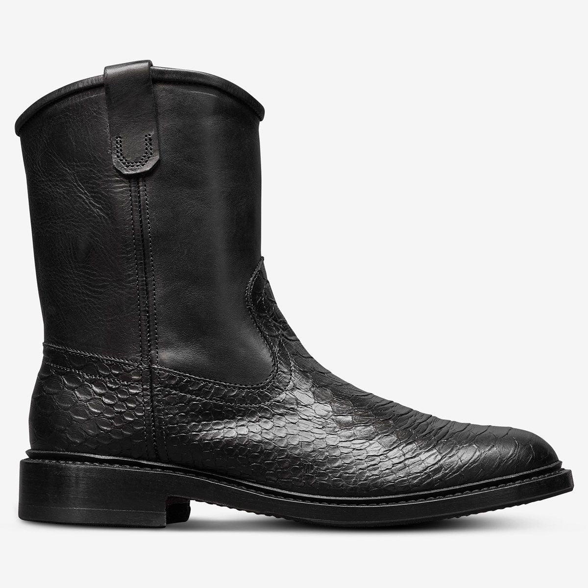 Dallas Roper Low Boot - Black Snake Print Leather