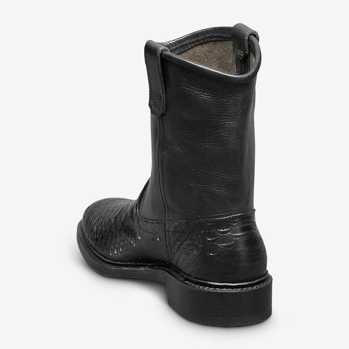 Dallas Roper Low Boot - Black Snake Print Leather