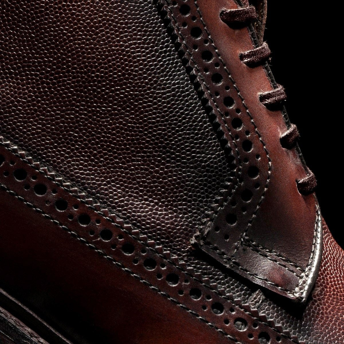 Maddox Reserve Wingtip Dress Boot - Chili Caviar Grain Leather