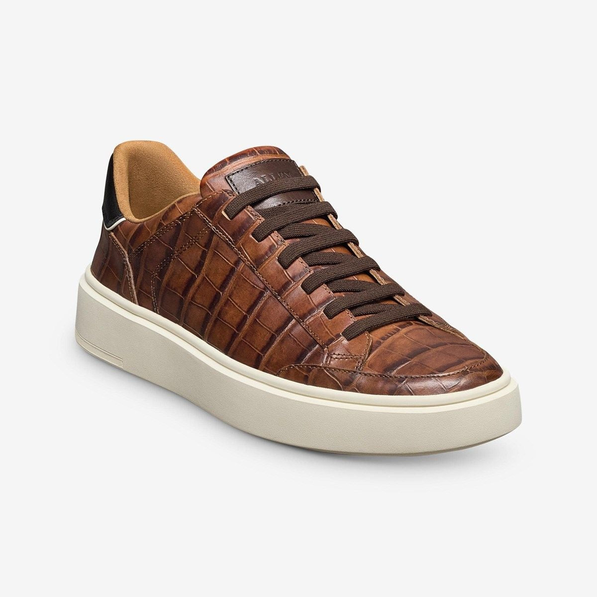 Oliver Slip-on Stretch-lace Sneaker - Chestnut Embossed Croc Leather
