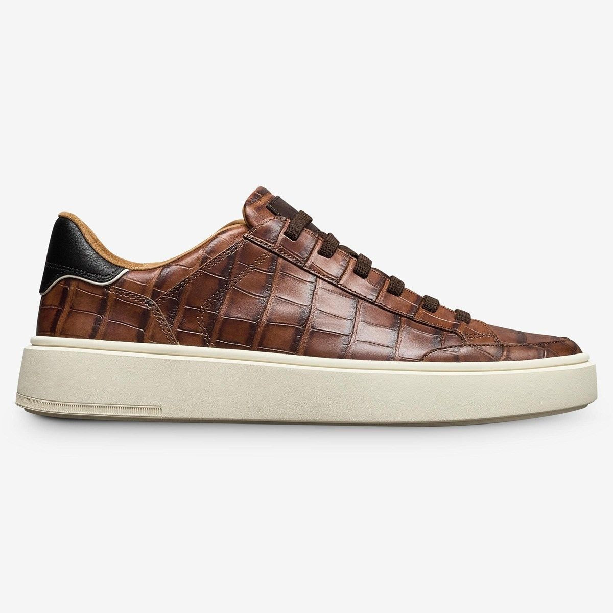 Oliver Slip-on Stretch-lace Sneaker - Chestnut Embossed Croc Leather