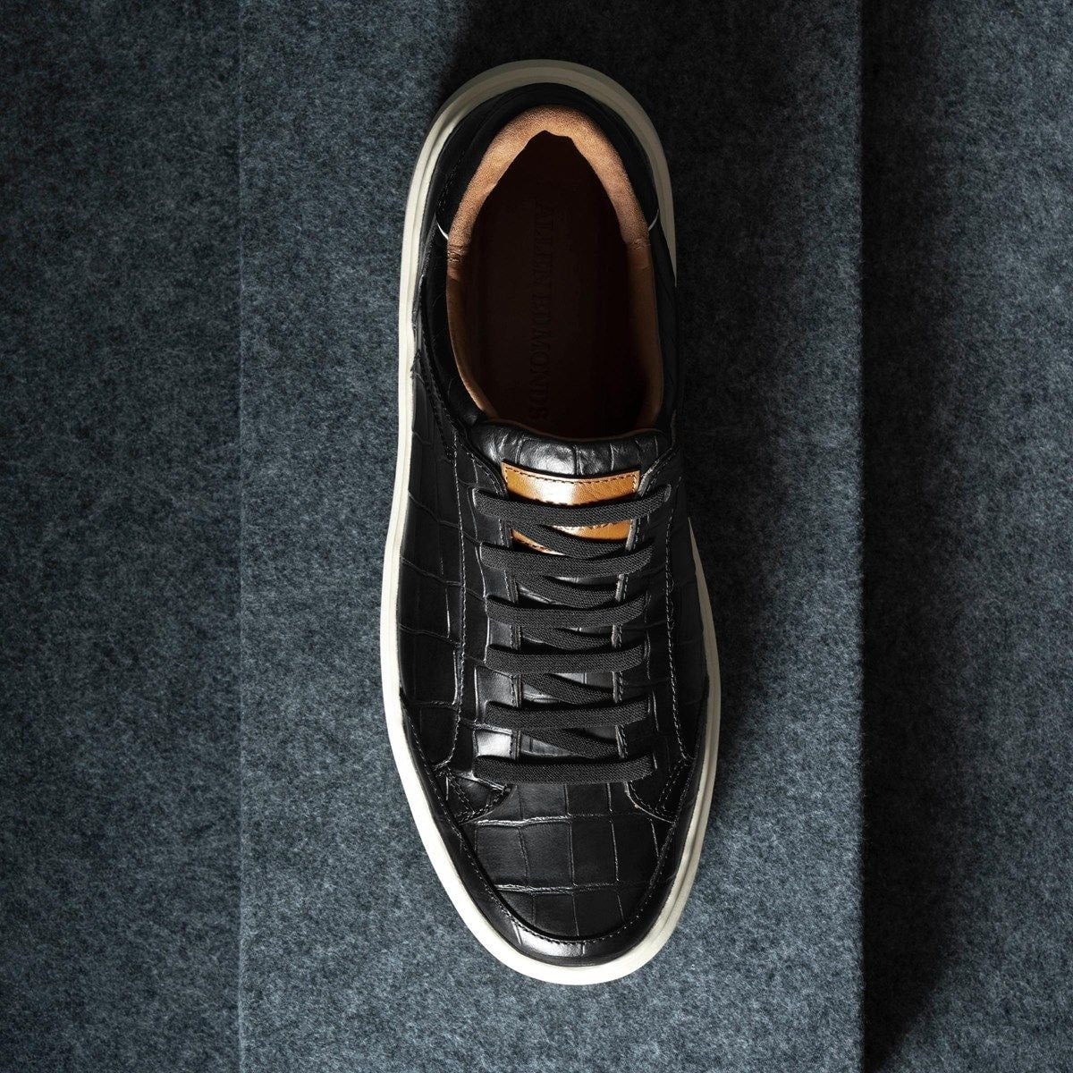 Oliver Slip-on Stretch-lace Sneaker - Black Embossed Croco Leather