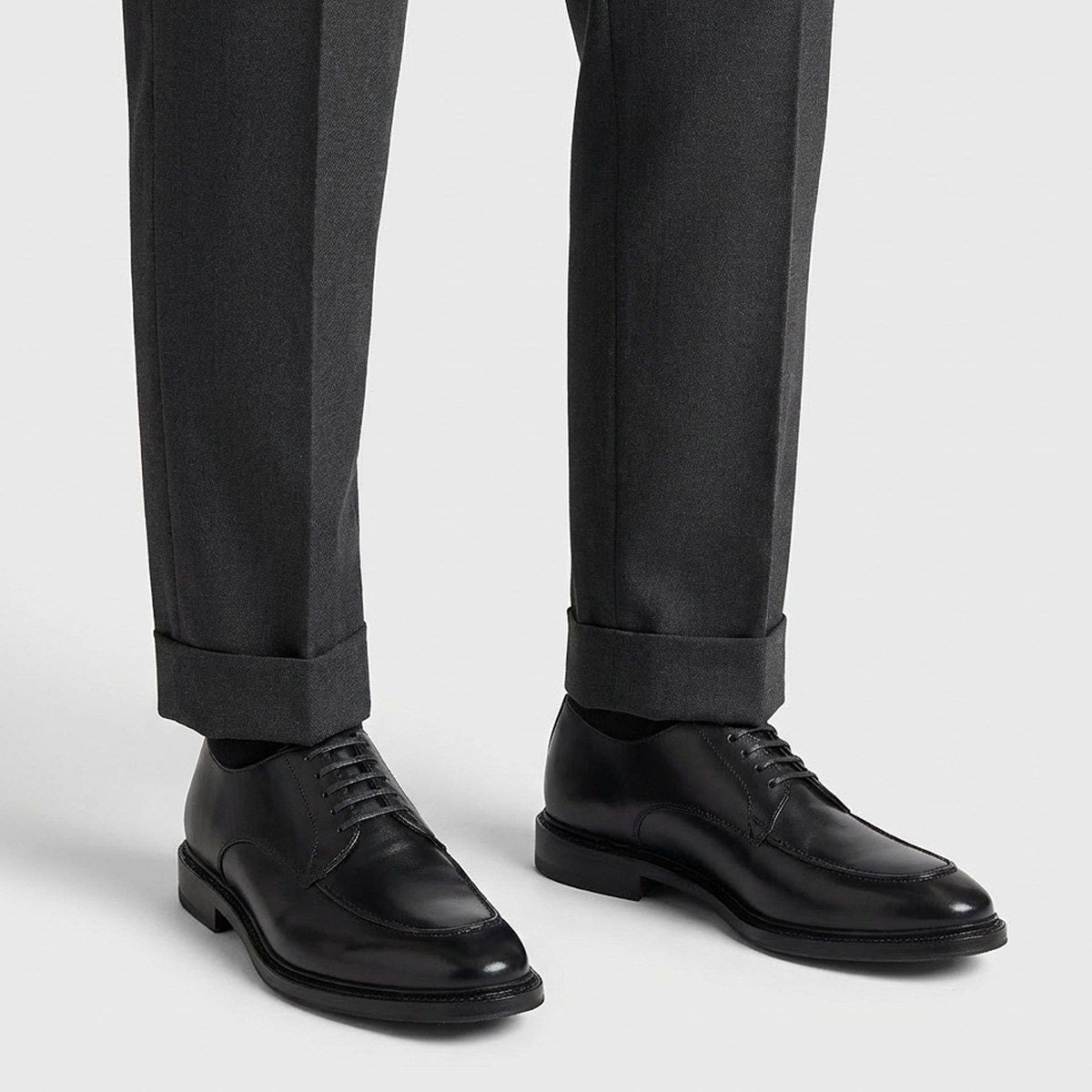 Rivington Apron-toe Derby Dress Shoe - Black Leather