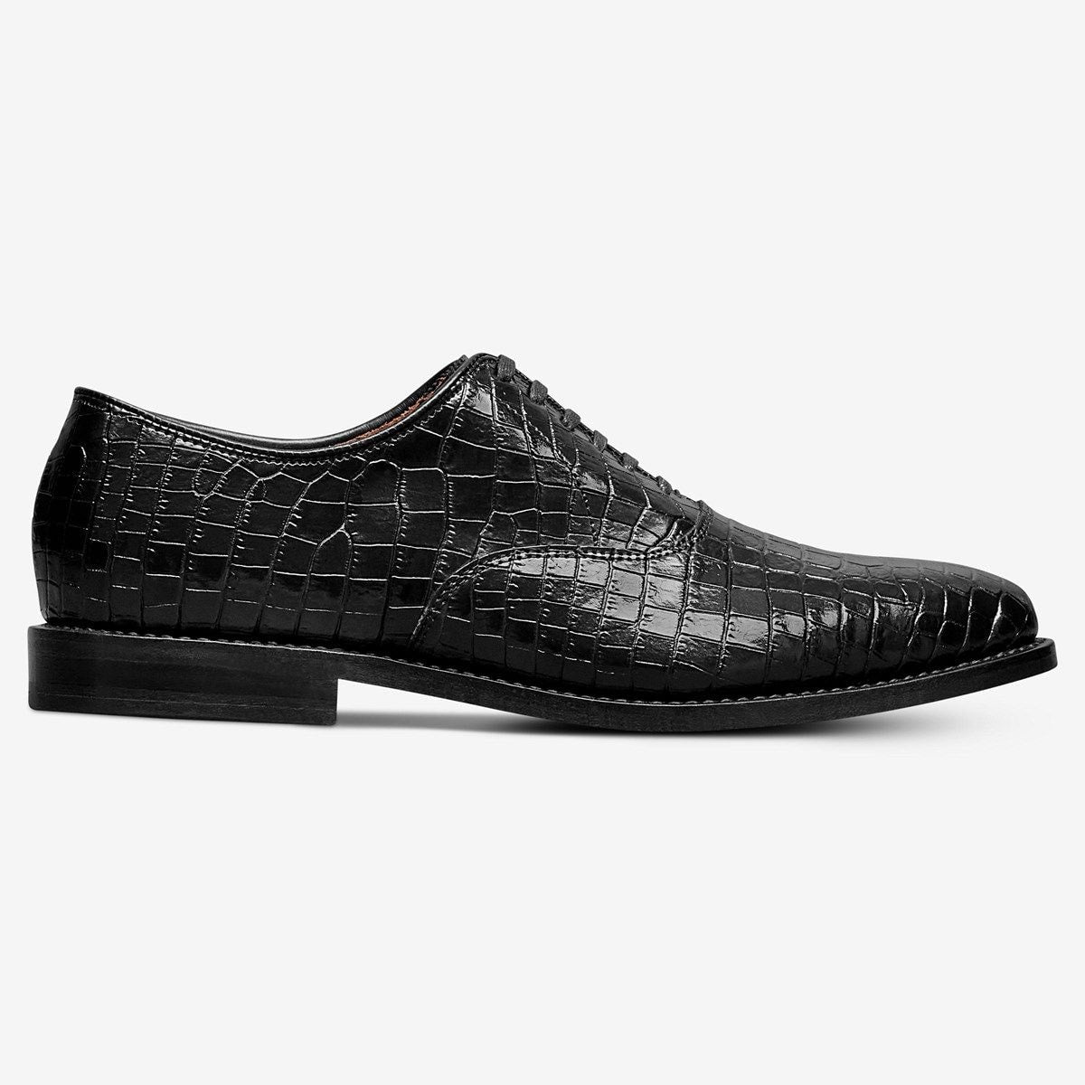 Carlyle Plain-toe Oxford Dress Shoe - Black Embossed Croco Leather