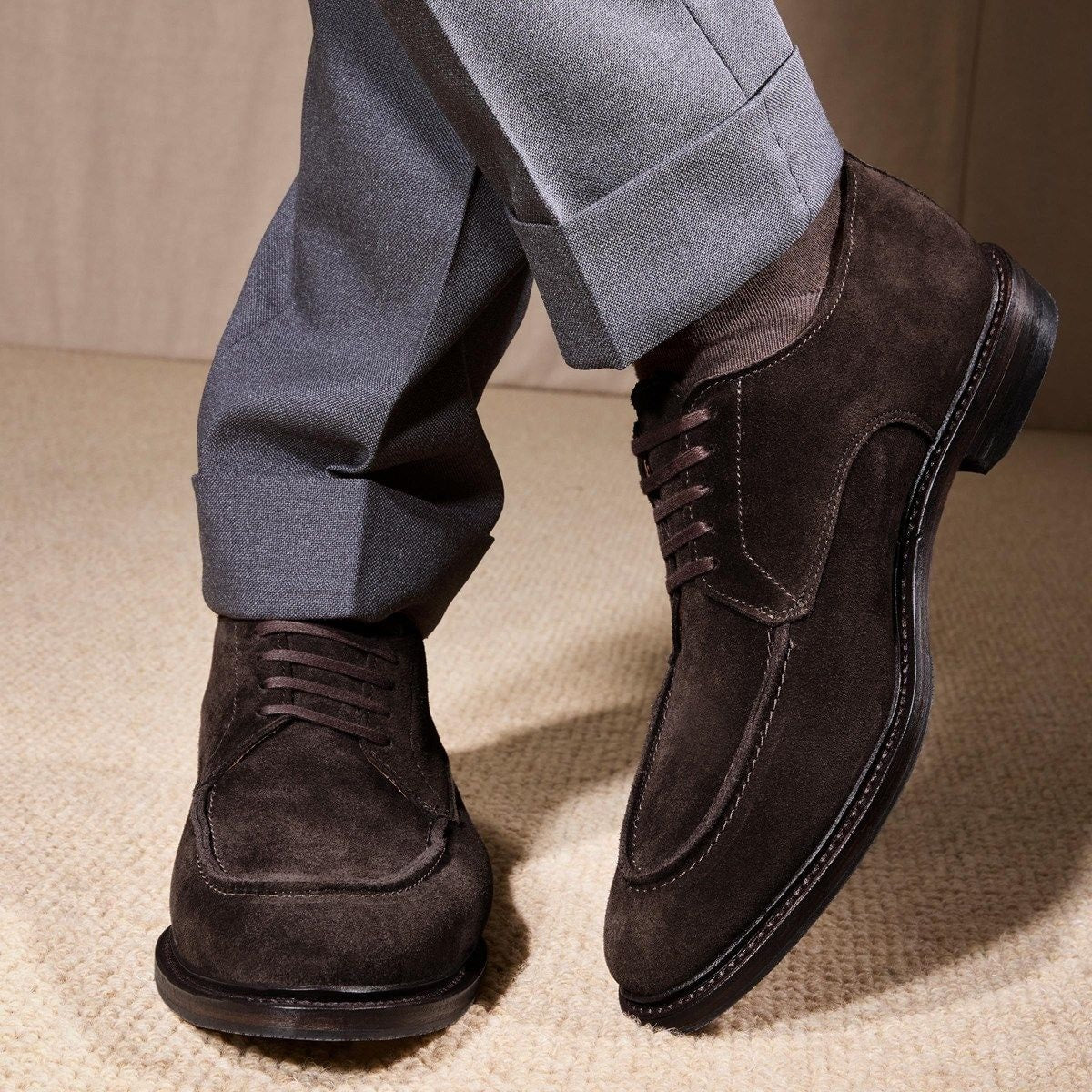 Rivington Apron-toe Derby Dress Shoe - Bitter Chocolate Suede