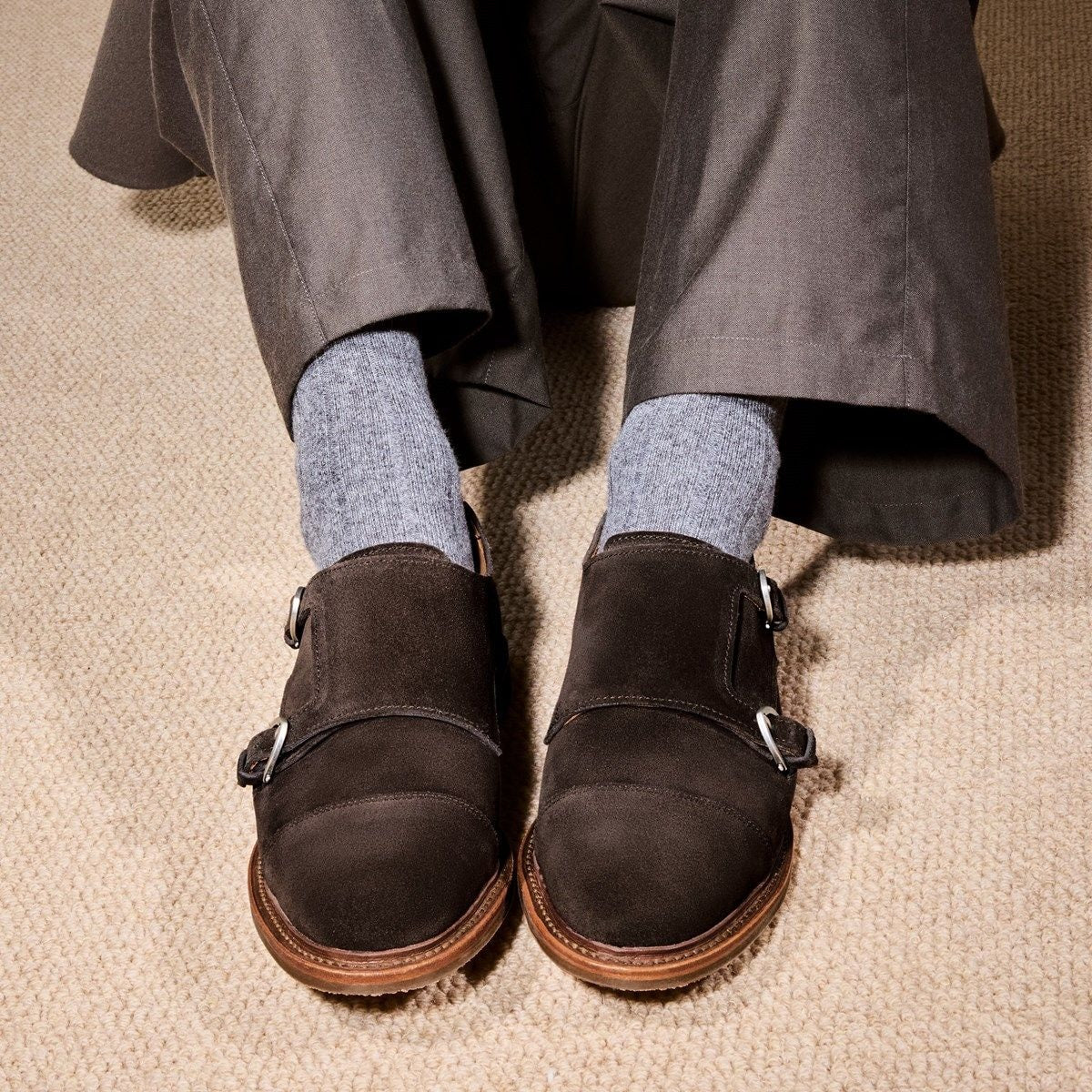 Kingston Verse Double Monk Strap Dress Shoe - Bitter Chocolate Suede