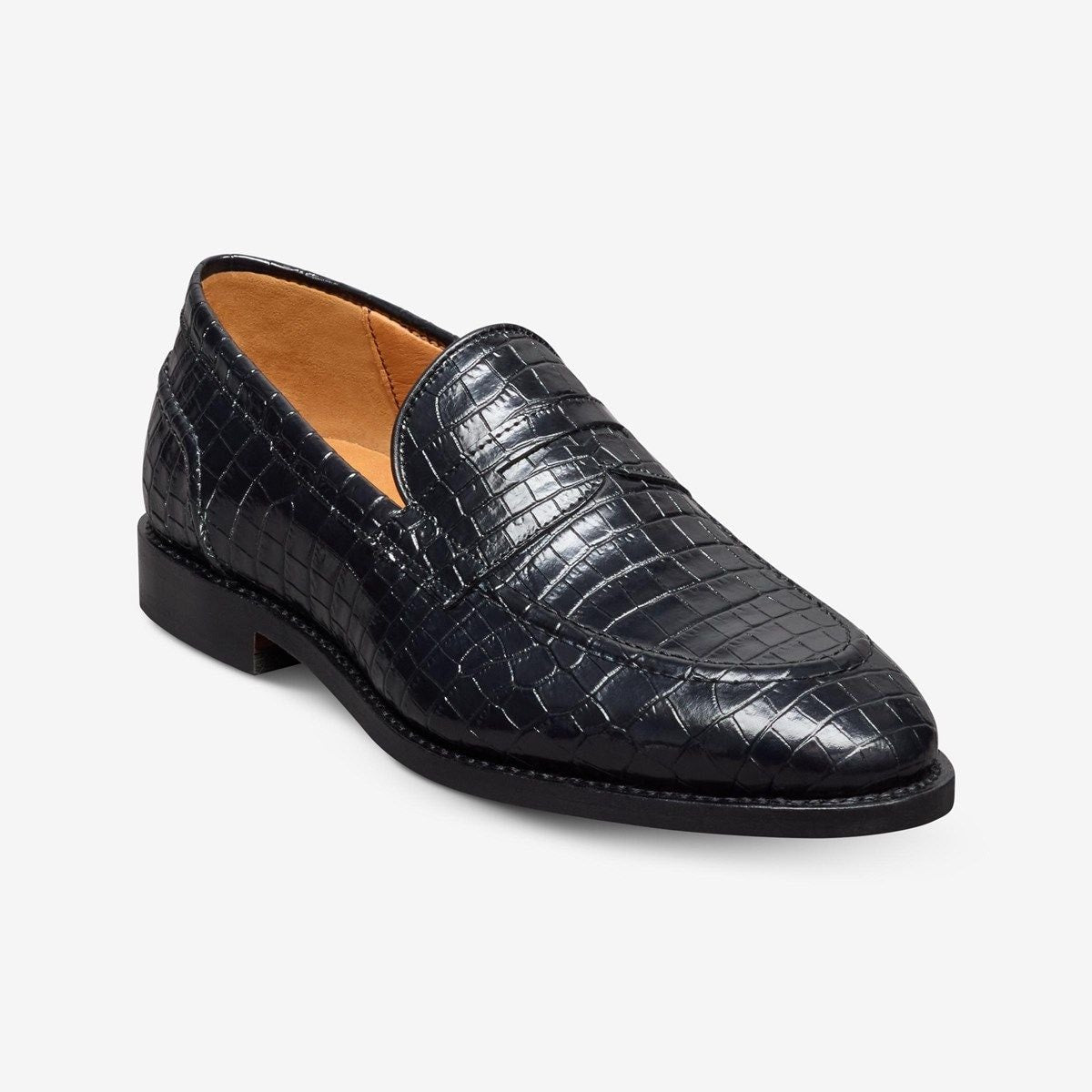 Randolph 2.0 Penny Loafer - Black Embossed Croco Leather