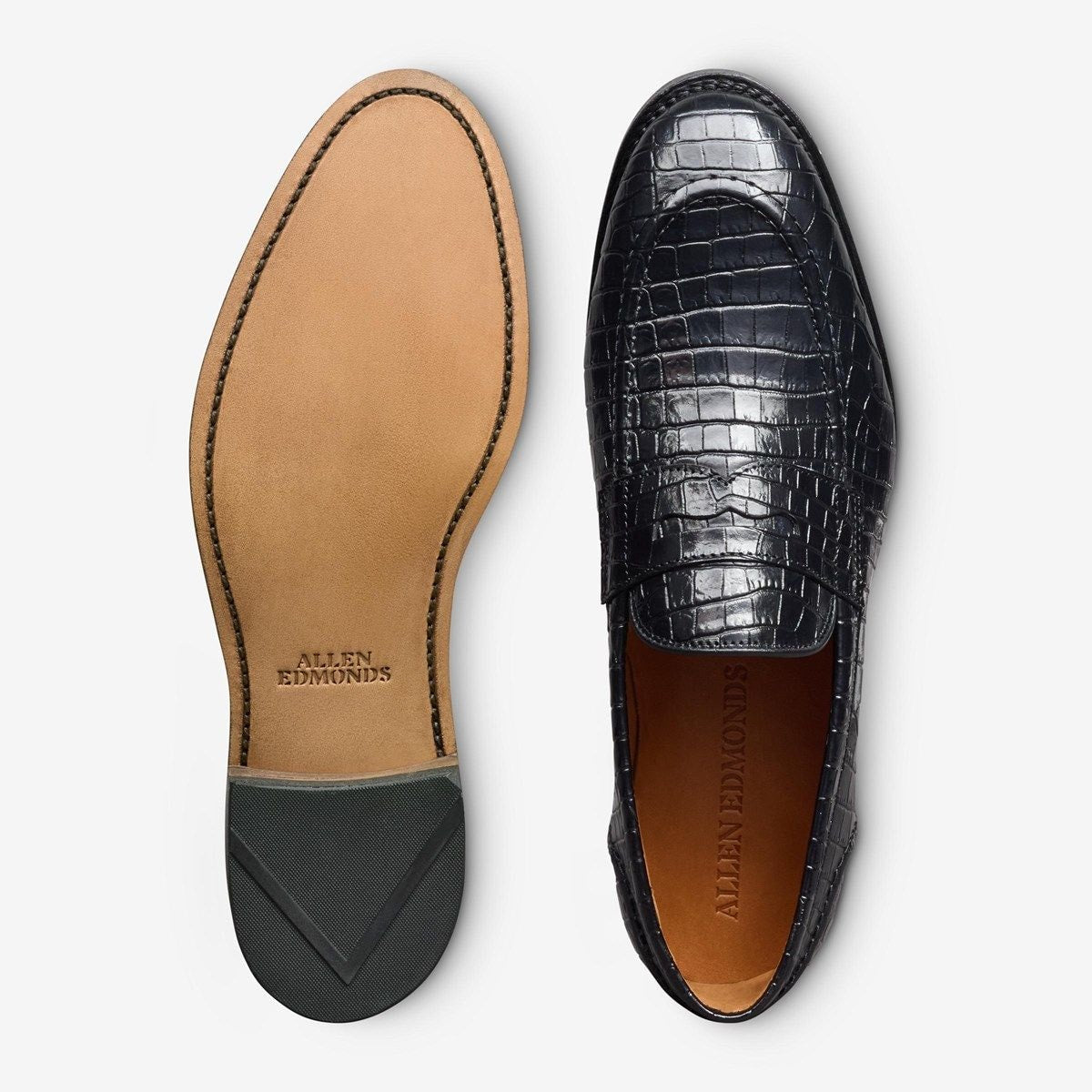 Randolph 2.0 Penny Loafer - Black Embossed Croco Leather
