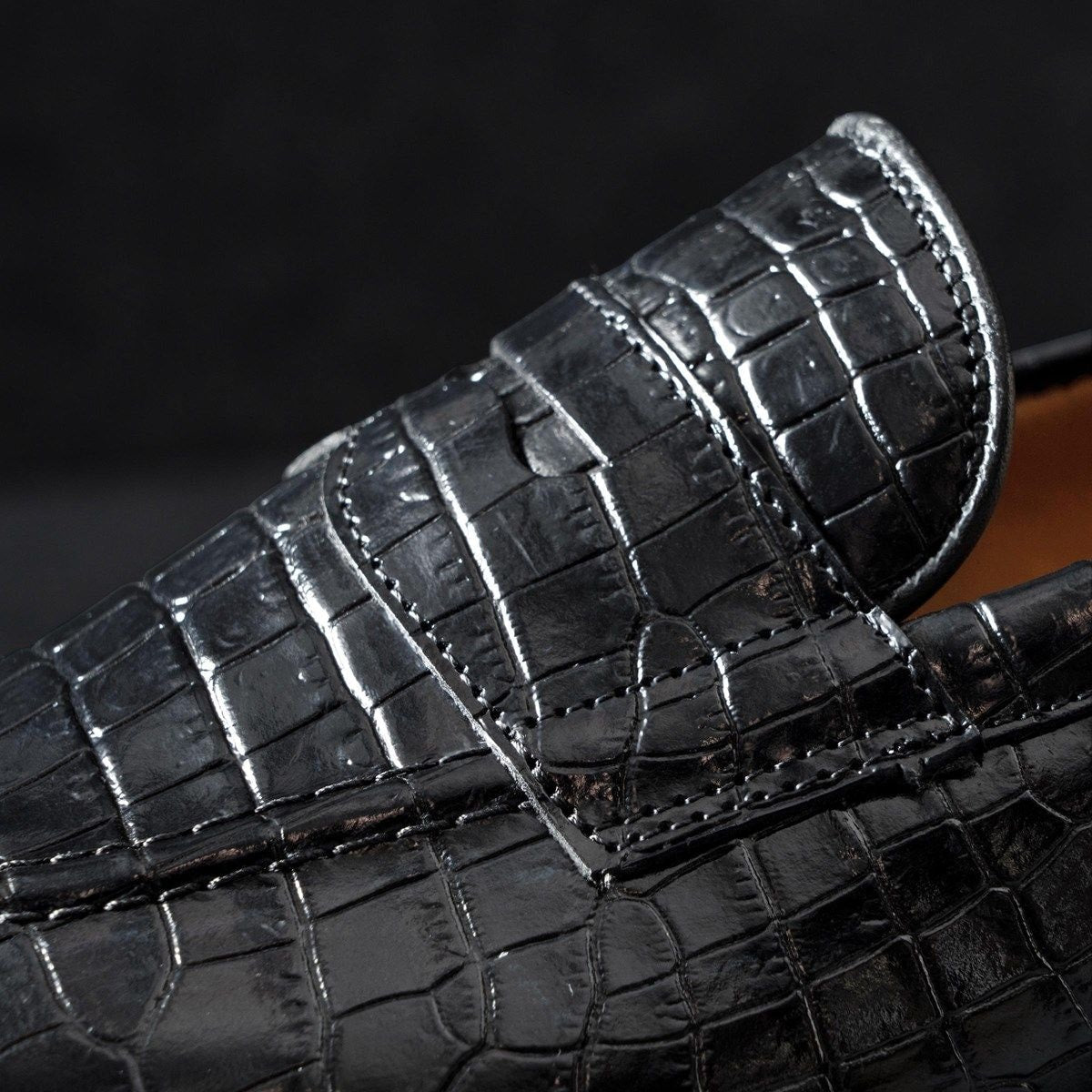 Randolph 2.0 Penny Loafer - Black Embossed Croco Leather