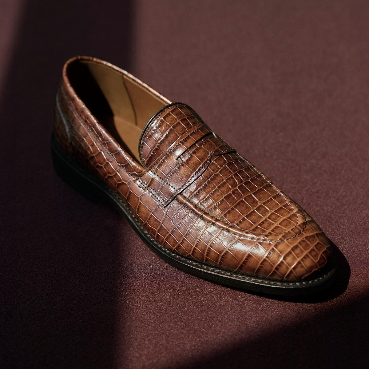 Randolph 2.0 Penny Loafer - Chili Embossed Croco Leather