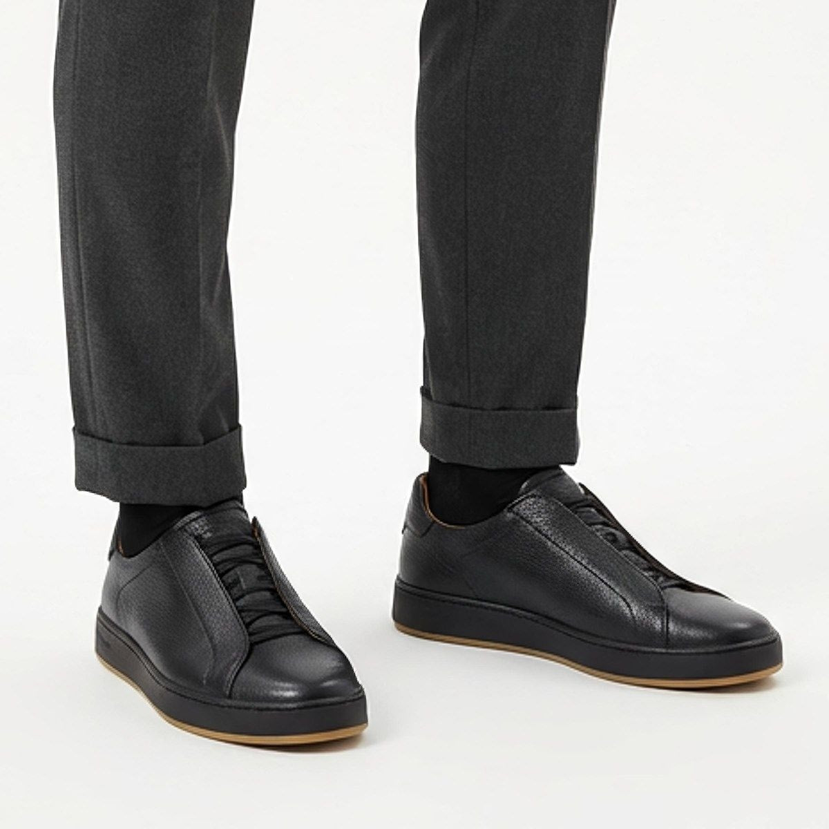Banks Court Slip-on Stretch-lace Sneaker - Black Leather