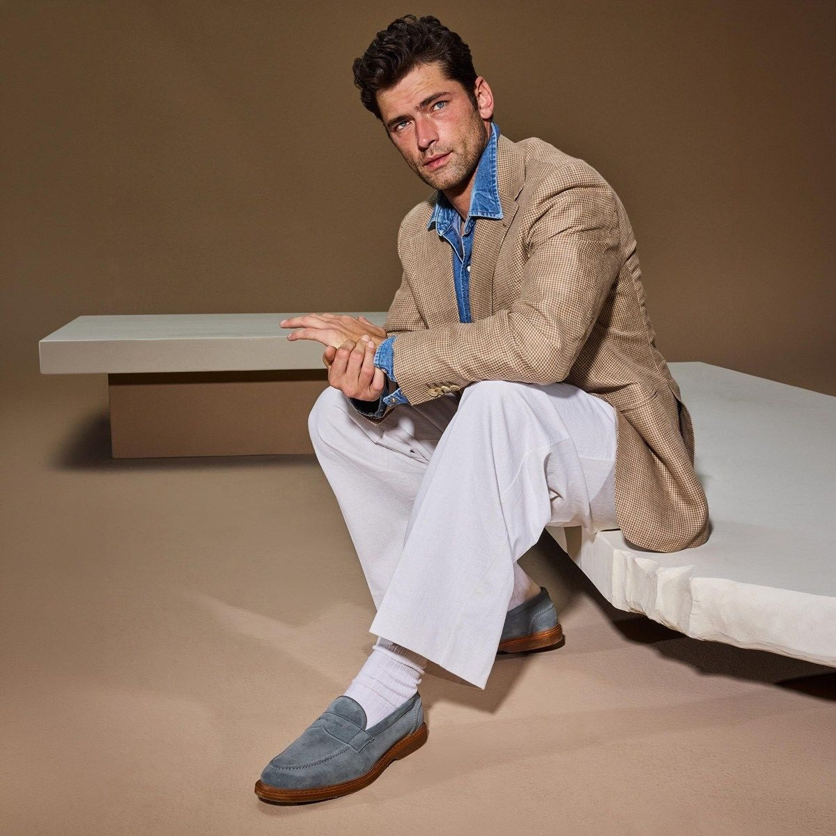 Randolph Verse Penny Loafer - Steel Blue Suede