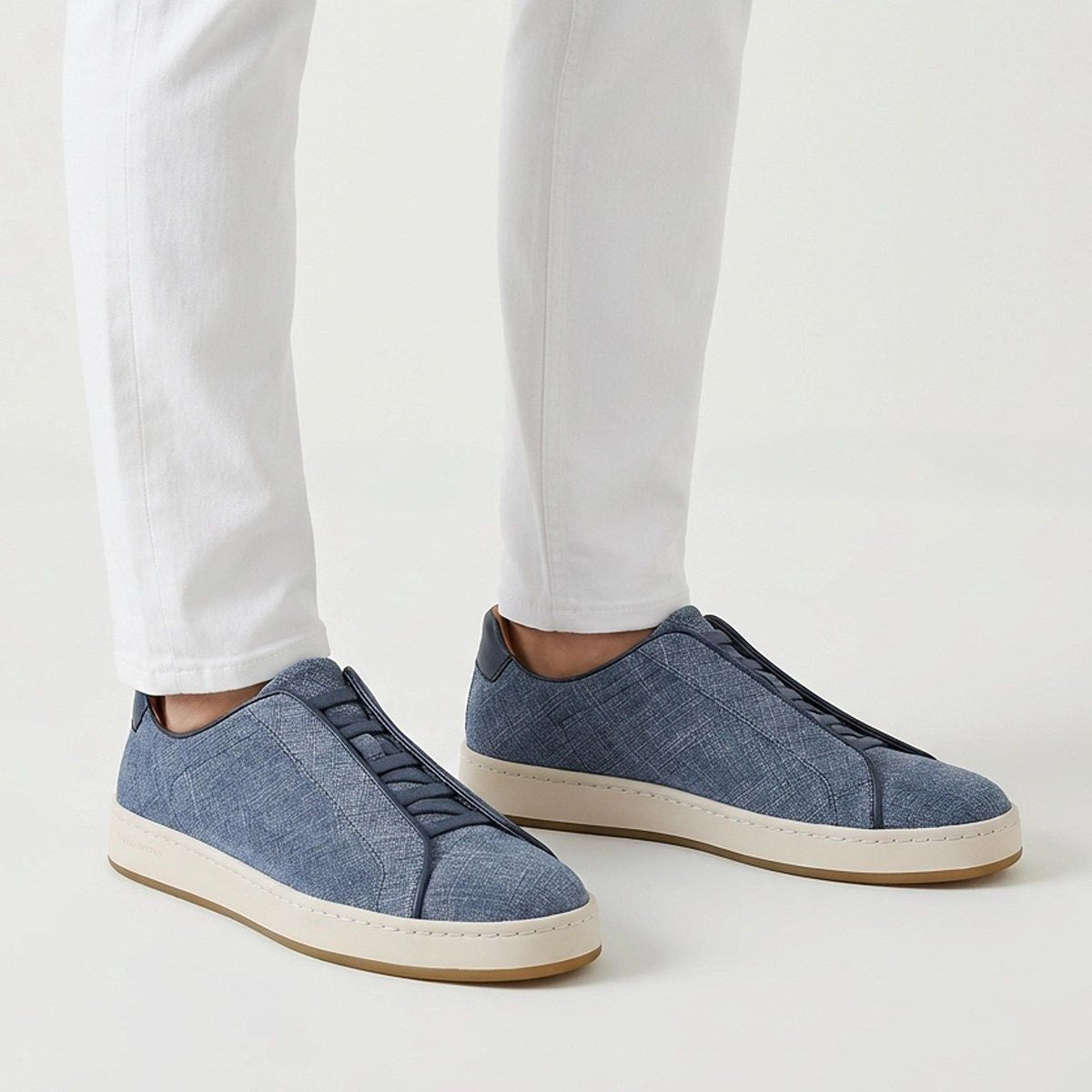 Banks Court Slip-on Stretch-lace Sneaker - Denim Printed Suede