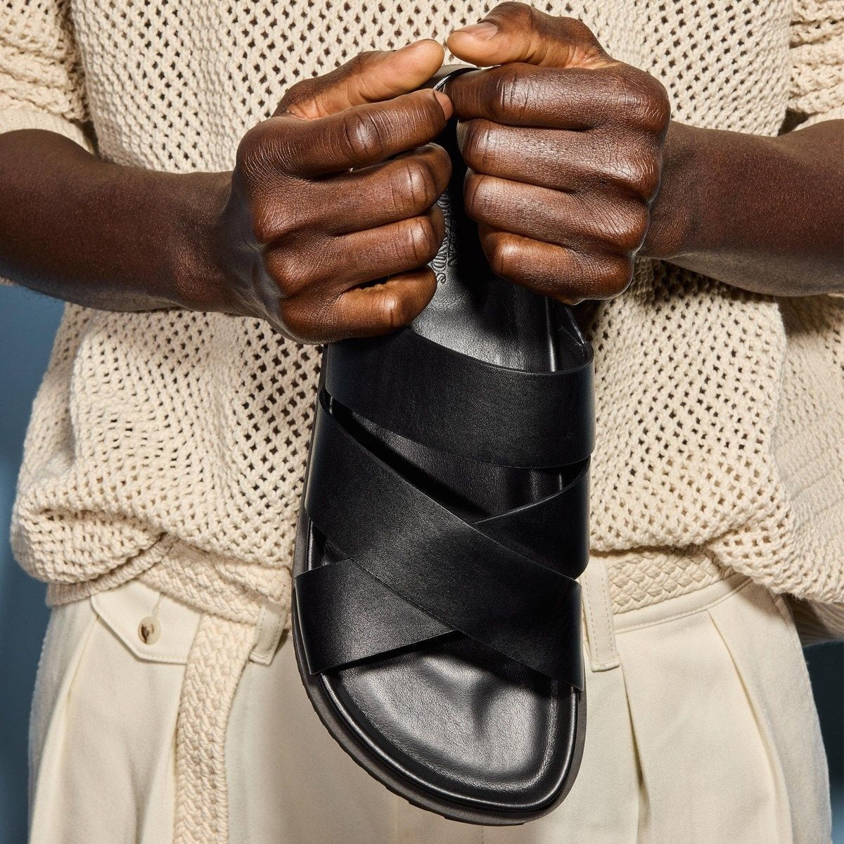 Davenport Sandal - Black Leather